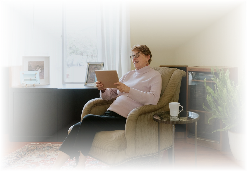 A man and a woman looking at memory exam results